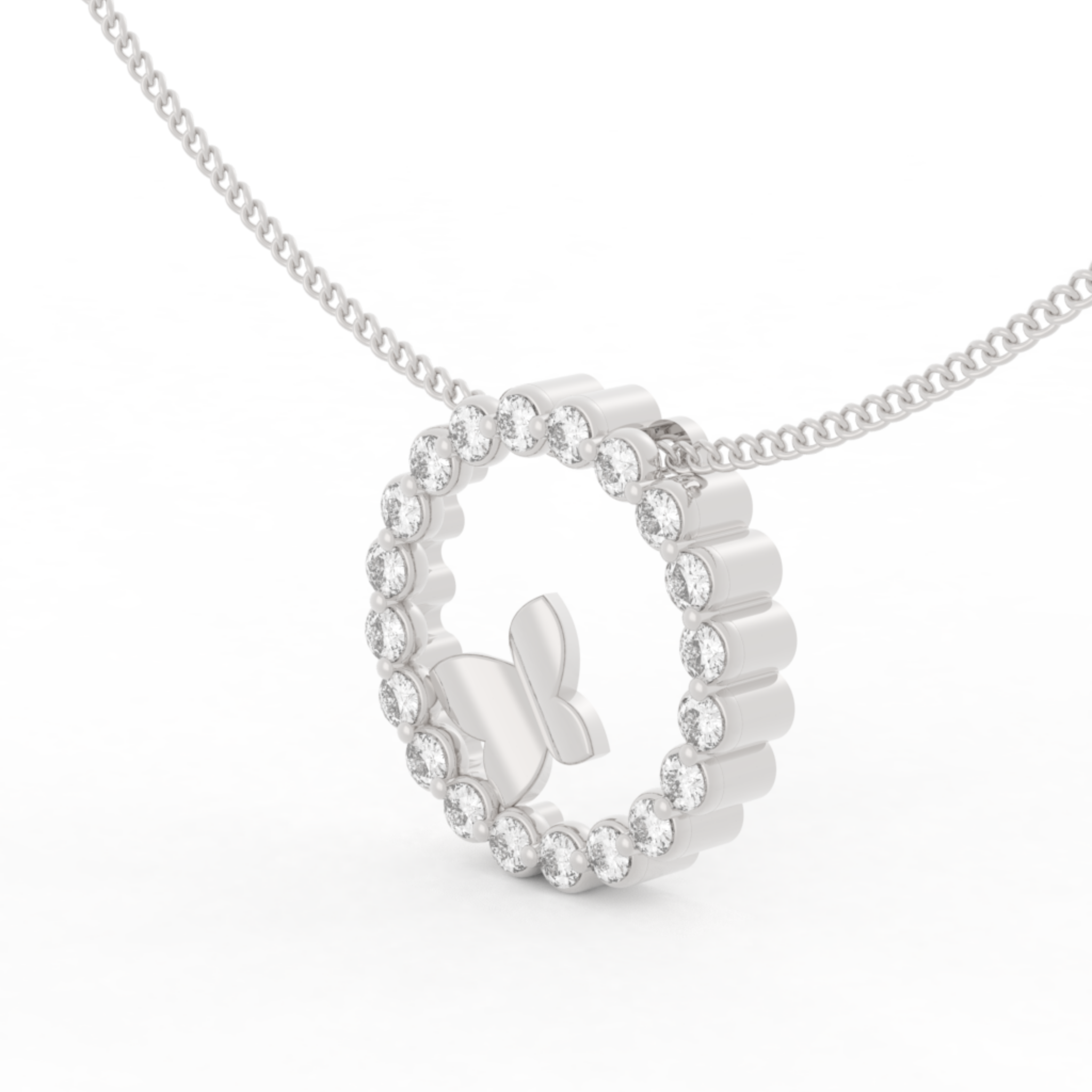 Antique Ring With Butterfly Pendant With Chain, Hallmarked 925 Sterling Silver